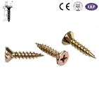 Phillips drive countersunk head with serration under head yellow zinc plated chipboard screw